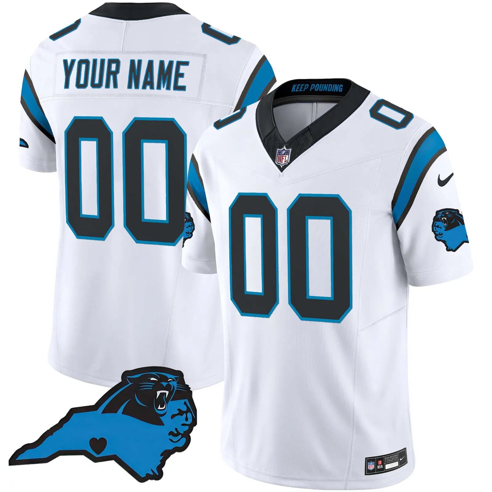 Men Carolina Panthers White 2024 Nike Vapor Limited Custom NFL Jersey